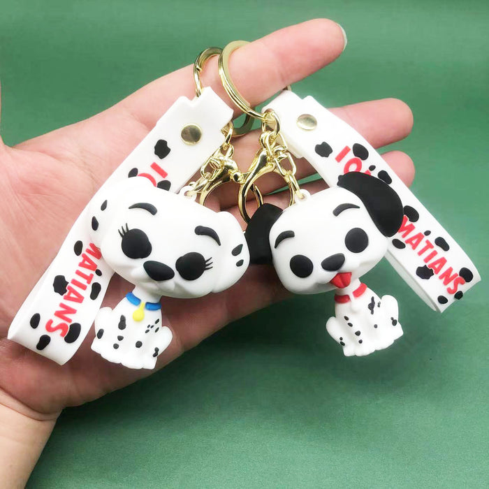 Wholesale Keychain PVC Cute Cartoon Spotted Dog Pendant MOQ≥2 JDC-KC-XSZ008