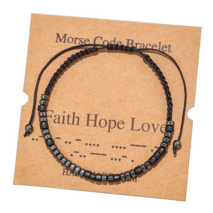 Jewelry WholesaleWholesale Morse Code Black Iron Stone Beaded Braided Bracelet JDC-BT-ZhuJ002 Bracelet 诛积 %variant_option1% %variant_option2% %variant_option3%  Factory Price JoyasDeChina Joyas De China