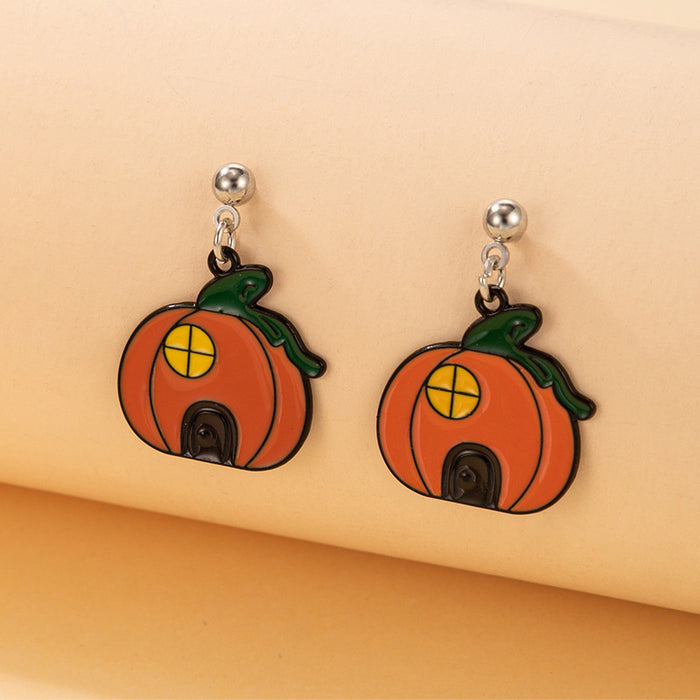 Wholesale Earring Alloy Halloween Cartoon Pumpkin Ghost Stud Earrings JDC-ES-MOM025