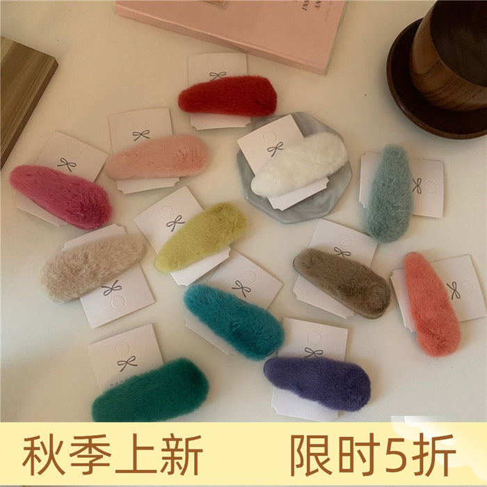 Wholesale Hair Clip Plush Candy Color Soft Waxy Crushed Hair Clip JDC-HC-FengT002