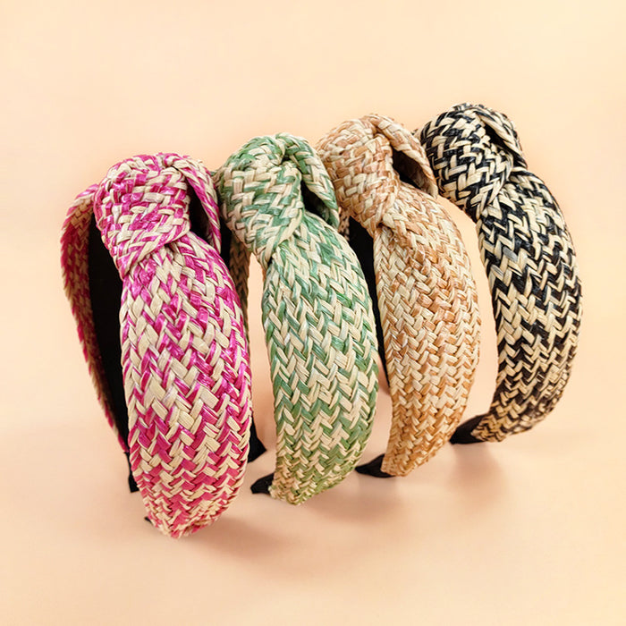 Wholesale raffia knotted headband boho JDC-HD-O117