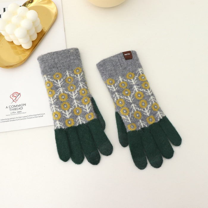 Wholesale Gloves Acrylic Warm Retro Knit Touch Screen JDC-GS-YanD008