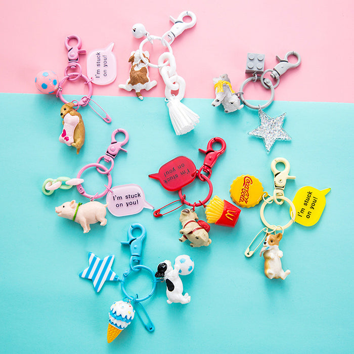 Wholesale Cartoon Resin Dog Cute Keychains MOQ≥2 JDC-KC-QiaM012