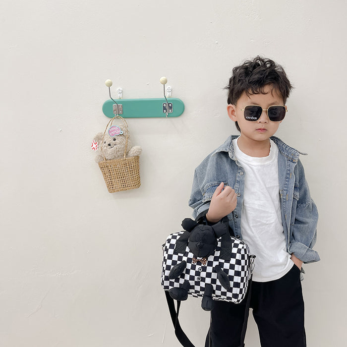 Wholesale Kids Bag 2 Checkerboard Portable Travel Shoulder Bag (M) JDC-SD-Shuocheng004