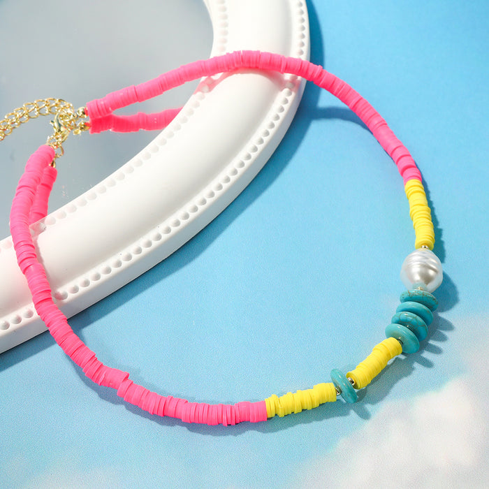 Wholesale summer ins style colored soft ceramic necklace JDC-NE-JiaYi002