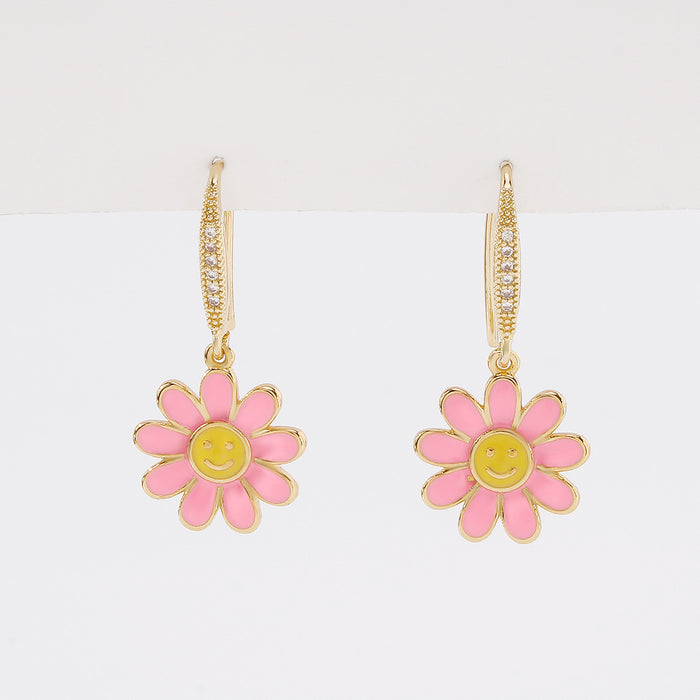 Wholesale Small Daisy Earrings Personality Sweet Micro Inlay JDC-ES-Qiandi003