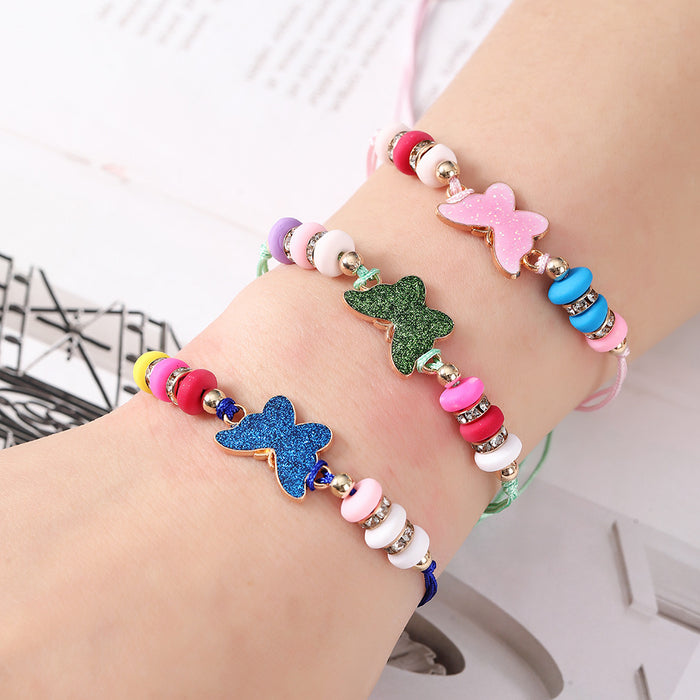 Wholesale Drop Oil Soft Pottery Circle Butterfly Children's Bracelet JDC-BT-ZheQ011