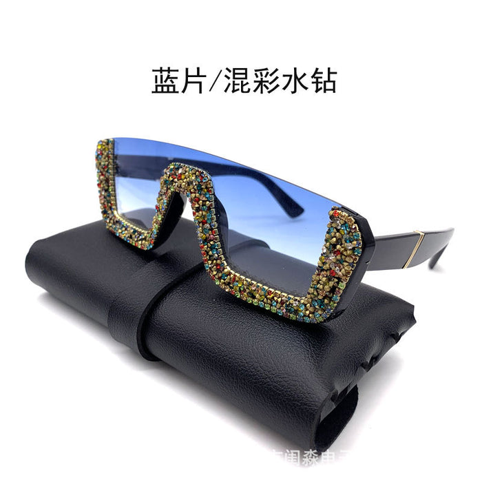 Jewelry WholesaleWholesale Colored Diamond Half Frame Transparent Flat Sunglasses Women JDC-SG-GuiM003 Sunglasses 闺淼 %variant_option1% %variant_option2% %variant_option3%  Factory Price JoyasDeChina Joyas De China