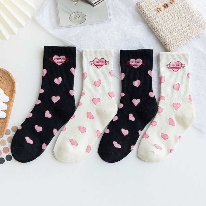 Wholesale socks women's socks pink love cute MOQ≥2 JDC-SK-CYu017