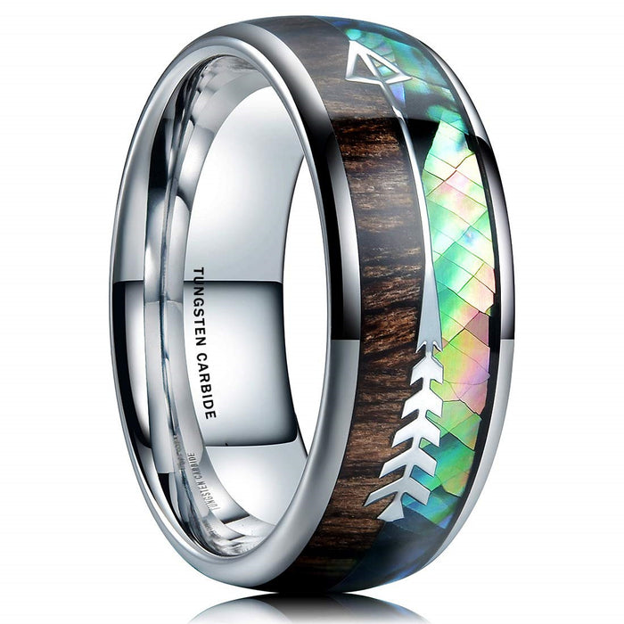 Wholesale Rings Stainless Steel Silver Parquet Grain Natural Color Shell Men JDC-RS-YanS006