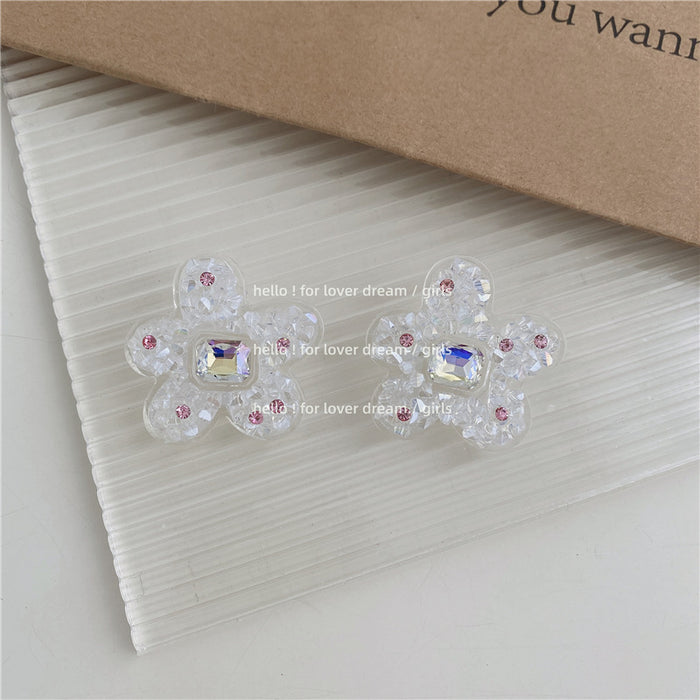 Wholesale acrylic rhinestone flower earrings JDC-ES-Lfm020