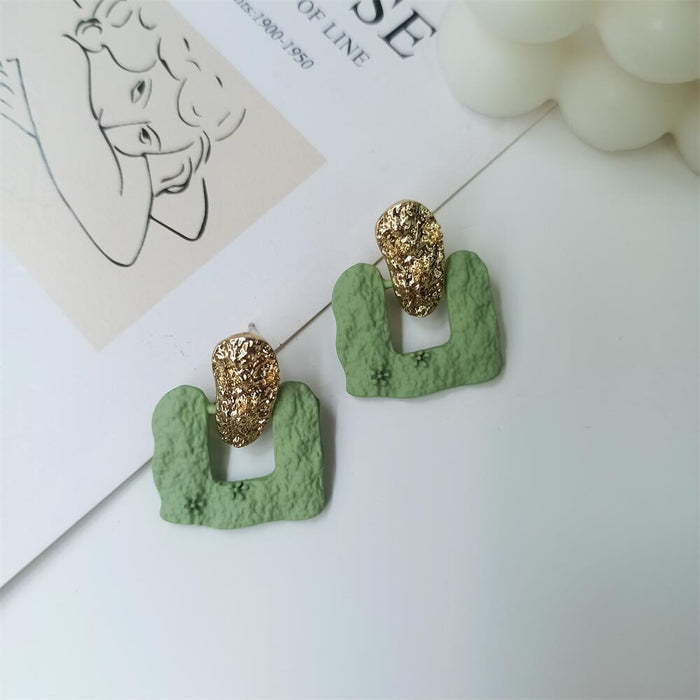 Jewelry WholesaleWholesale S925 silver needle rose red blue-green pink avocado alloy spray paint square earrings JDC-ES-FX003 Earrings 繁瑆 %variant_option1% %variant_option2% %variant_option3%  Factory Price JoyasDeChina Joyas De China