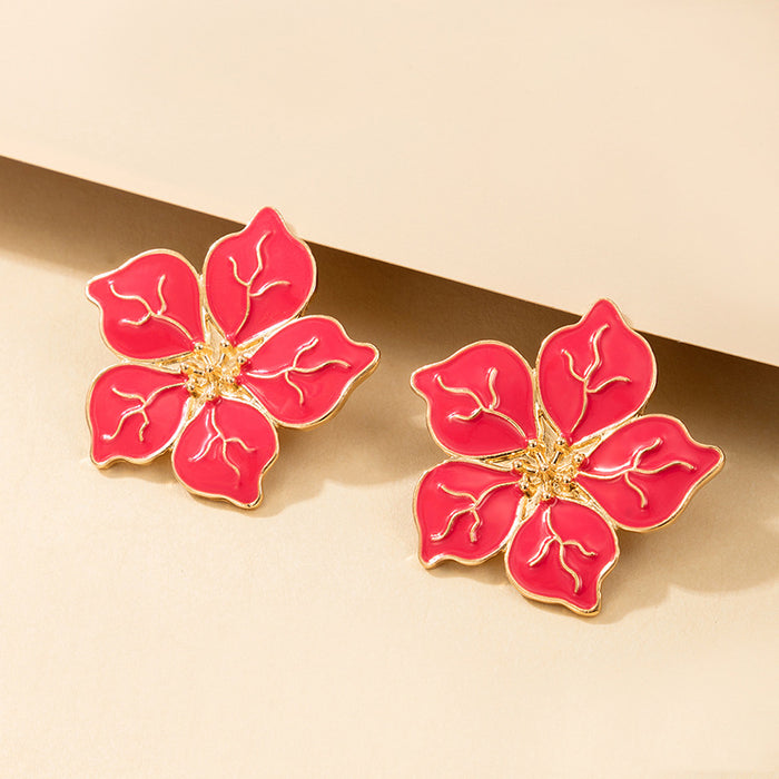 Wholesale earrings alloy dripping oil flowers MQO≥2 JDC-ES-lingg016