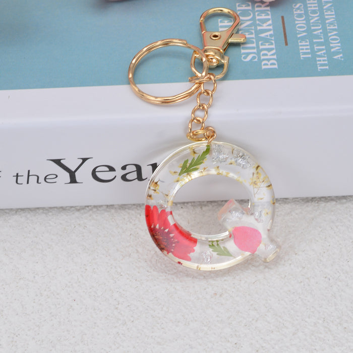 Jewelry WholesaleWholesale dried flower daisy 26 letters Keychain JDC-KC-YiWa002 Keychains 伊娃 %variant_option1% %variant_option2% %variant_option3%  Factory Price JoyasDeChina Joyas De China