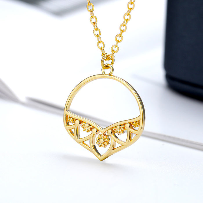 Jewelry WholesaleWholesale Design Hollow Metal Round Sunflower Necklace JDC-NE-MJ010 Necklaces 萌葭 %variant_option1% %variant_option2% %variant_option3%  Factory Price JoyasDeChina Joyas De China