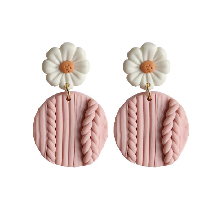 Wholesale Women's Earrings Handmade Soft Pottery Flower Earrings  MOQ≥3 JDC-ES-heyi015