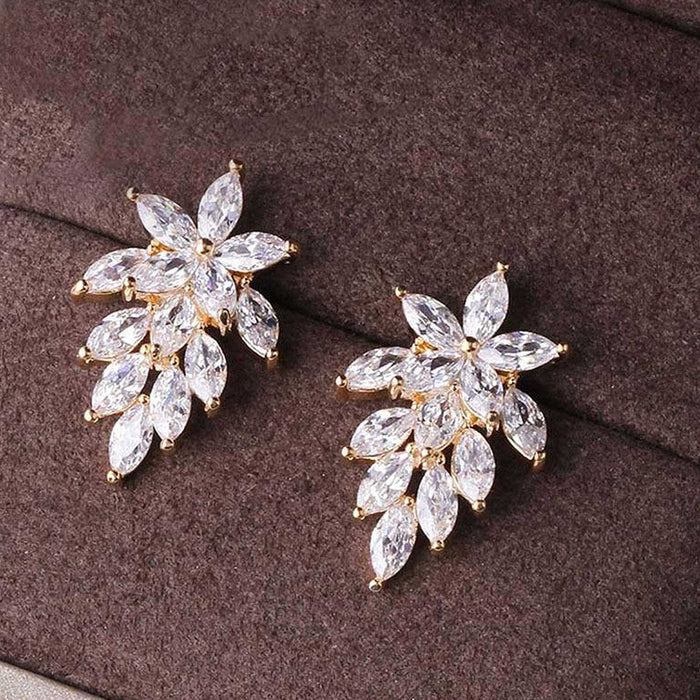 Wholesale Earrings Copper Zircon Creative Leaves MOQ≥2 JDC-PREMCAOS-ES-006