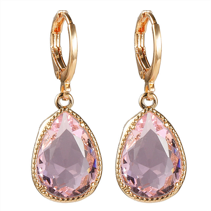 Wholesale Crystal Copper Rare Earth Glass Water Drop Earrings MOQ≥2 JDC-ES-Yongz003