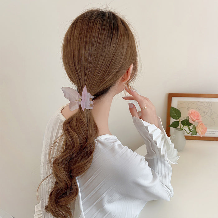 Wholesale Hair Clips Plastic Clear Butterfly Matte MOQ≥2 JDC-HC-CLie007