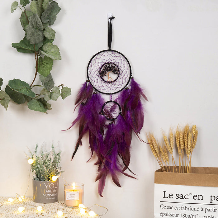 Jewelry WholesaleWholesale Tree of Life Wind Chimes Dreamnet Feather Hanging Ornament MOQ≥2 JDC-DC-MGu018 Dreamcatcher 梦罟 %variant_option1% %variant_option2% %variant_option3%  Factory Price JoyasDeChina Joyas De China