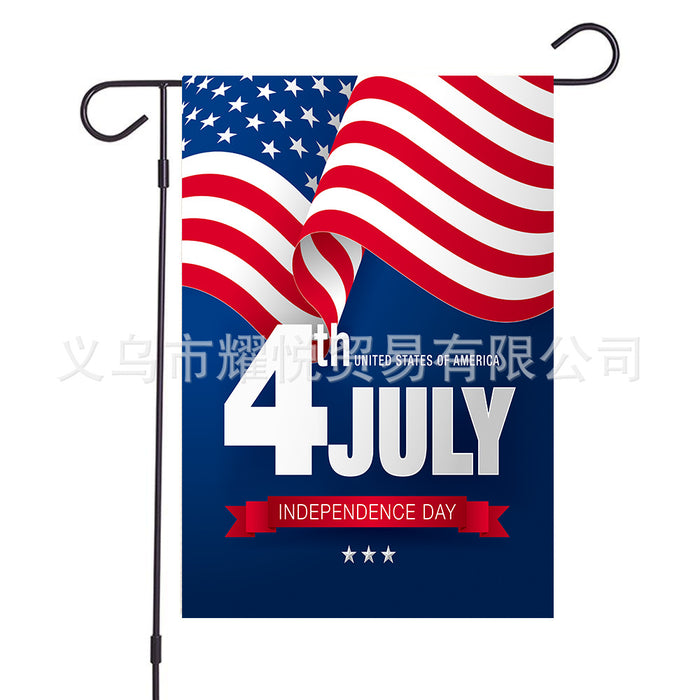 Wholesale 4th of July Independence Day Linen Garden Flag Double Sided Printing Garden Flag MOQ≥2 JDC-DC-YaoYue002