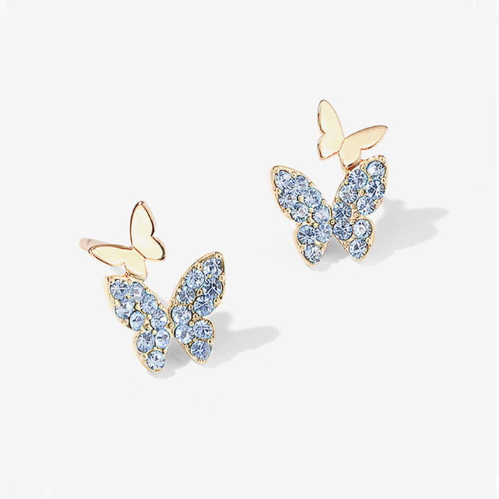 Wholesale Butterfly Zircon Copper Earrings MOQ≥2 JDC-ES-Caos020