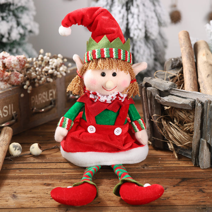 Wholesale Ornaments Cloth Christmas Legged Elf Sitting Figure JDC-OS-HaoB001