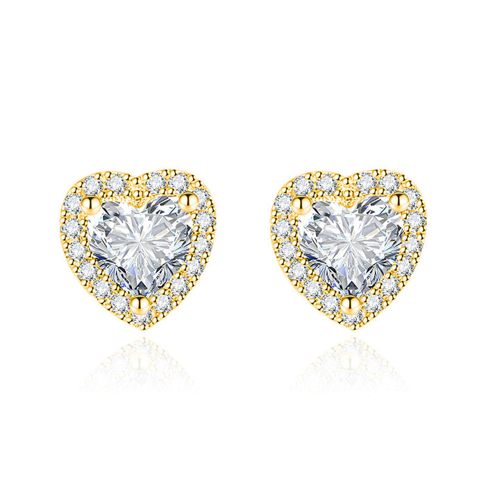 Jewelry WholesaleWholesale inlaid with diamond heart plated silver stud earrings JDC-ES-BZ002 Earrings 标志 %variant_option1% %variant_option2% %variant_option3%  Factory Price JoyasDeChina Joyas De China