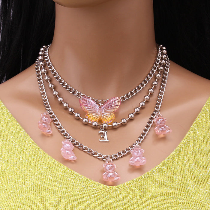 Wholesale Simple Multilayer Ball Chain Necklace for Women MOQ≥2 JDC-NE-WB016