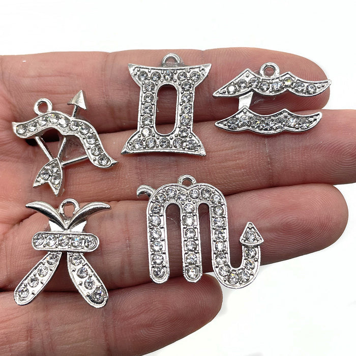 Wholesale Croc Charms Random 10pcs Twelve Constellations Alloy Diamond DIY Accessories JDC-CCS-WanX041