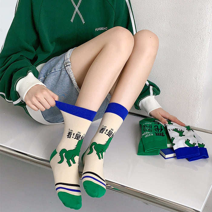 Wholesale mid tube socks green summer long tube letters street personality sports cotton socks JDC-SK-CYu009