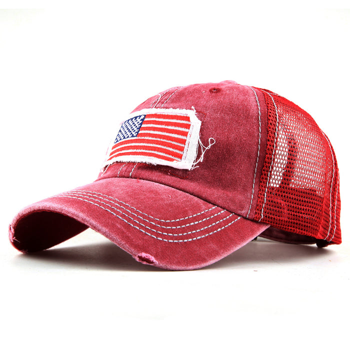 Wholesale American Flag Embroidered Baseball Cap Wash Coated Visor JDC-FH-ZhiLa002