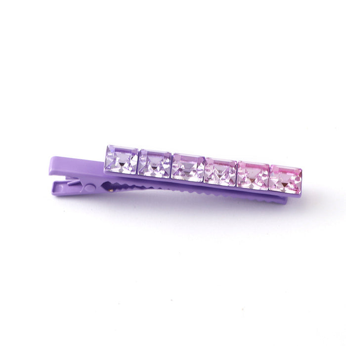 Wholesale Hair Clips Metal Fluorescent Color Rubber Paint Square Glass Diamond JDC-HC-KenJ009