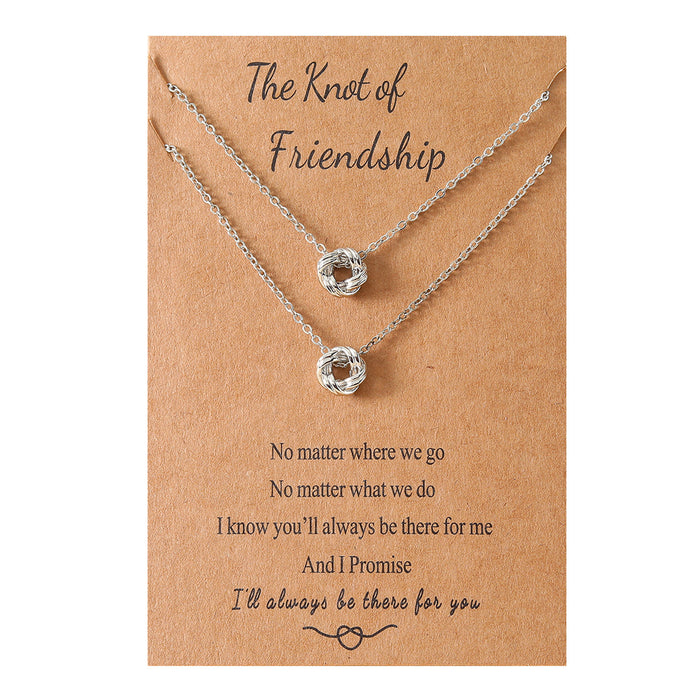 Wholesale friendship buckle knot card necklace sweater necklace JDC-NE-LanT002