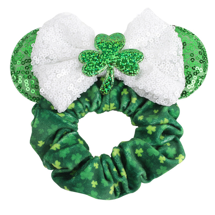 Wholesale cartoon large intestine hair ring bow hair accessories lucky clover （M）MOQ≥2 JDC-HS-Danzuo011