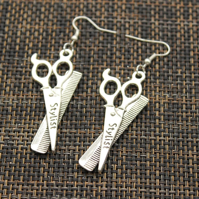 Wholesale Stylist Scissor Alloy Earrings MOQ≥2 JDC-ES-Caitao008