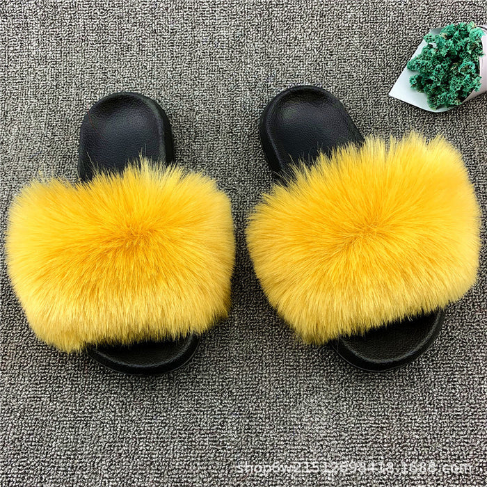 Wholesale imitation fox fur sandals outside wear beach plush sandals JDC-SP-XYu004