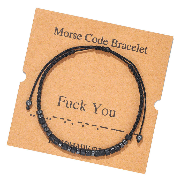 Jewelry WholesaleWholesale Morse Code Black Iron Stone Beaded Braided Bracelet JDC-BT-ZhuJ002 Bracelet 诛积 %variant_option1% %variant_option2% %variant_option3%  Factory Price JoyasDeChina Joyas De China