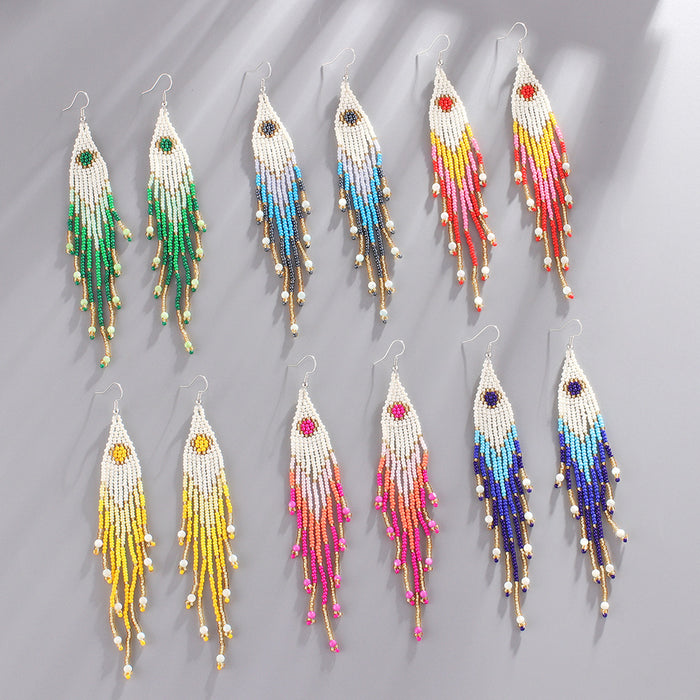 Jewelry WholesaleWholesale Ethnic Style Colorful Rice Beads Boho Tassel Earrings JDC-ES-YuanQ005 Earrings 圆沁 %variant_option1% %variant_option2% %variant_option3%  Factory Price JoyasDeChina Joyas De China