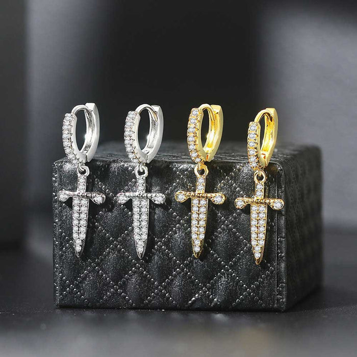 Jewelry WholesaleWholesale Cross Ear Buckle Copper Micro Set Zircon Full Diamond Earrings JDC-ES-ZY003 Piercing 佐伊凯丽 %variant_option1% %variant_option2% %variant_option3%  Factory Price JoyasDeChina Joyas De China