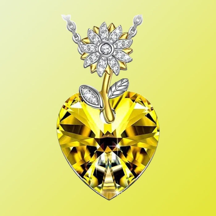 Jewelry WholesaleWholesale Fashion Sunflower Yellow Crystal Heart Shape Ladies Necklace JDC-NE-XunO050 Necklaces 循欧 %variant_option1% %variant_option2% %variant_option3%  Factory Price JoyasDeChina Joyas De China