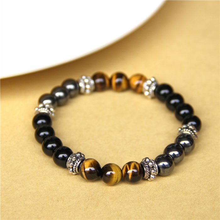 Wholesale Natural Tiger Eye Gemstone Beads Charm Energy Stretch Bracelet JDC-BT-YinY005