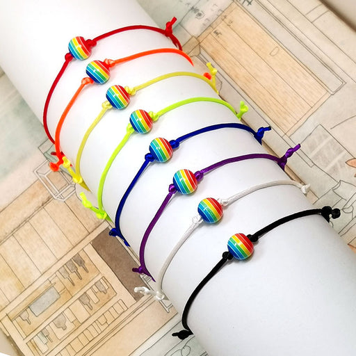 Jewelry WholesaleWholesale colorful beads friendship braided same sex rainbow lgbt bracelet MOQ≥2 JDC-BT-HaoL011 Bracelet 豪灵 %variant_option1% %variant_option2% %variant_option3%  Factory Price JoyasDeChina Joyas De China