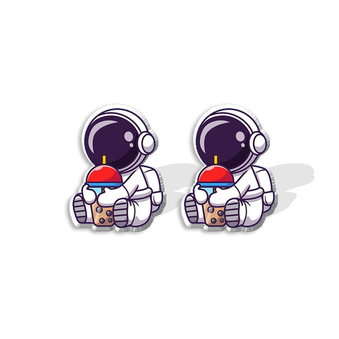 Wholesale Earrings Resin Cartoon Astronaut Planet Studs MOQ≥2 JDC-ES-XiangL030