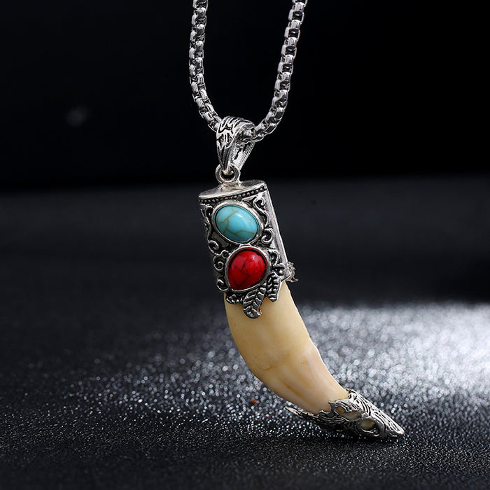 Wholesale Wolf Tooth Pendant Titanium Steel Necklace JDC-NE-Luox001