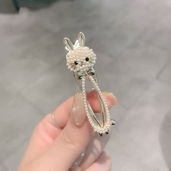 Wholesale Hair Clips Rabbit Metal Pearl JDC-HC-KeZi004