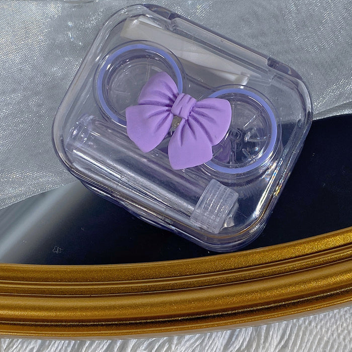 Wholesale Bow Knot Transparent Contact Lens Case Plastic Portable (M) MOQ≥2 JDC-GA-Qingdu004