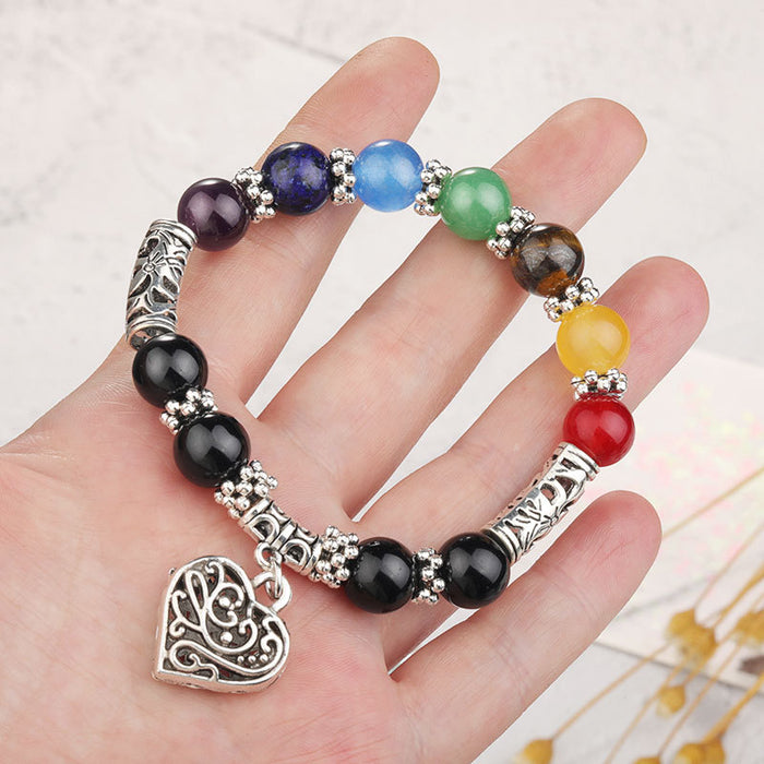 Wholesale Colorful Beaded Men's Bracelet Handmade Peach Heart 10mm Beaded Bracelet JDC-BT-LvY003