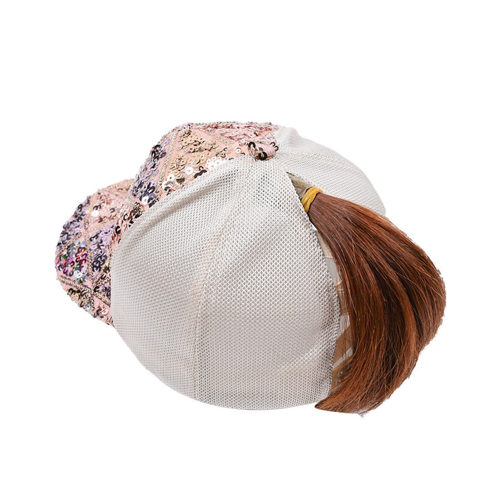 Wholesale Sequin Crossover Ponytail Cap Cotton Baseball Cap MOQ≥2 JDC-FH-WenR003