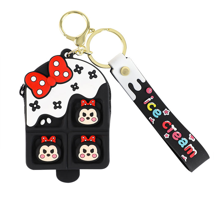 Wholesale keychain wallets Ice Cream Strawberry Bear Silicone Ice Cream Coin Purse Pendant JDC-KC-XinJY001